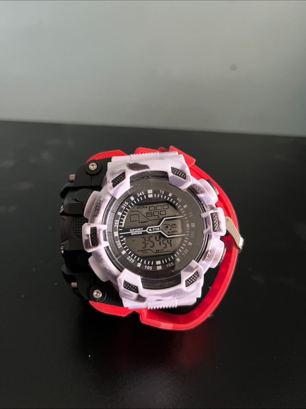 Sporto Red and White Digital Sports Watch with Black Dial